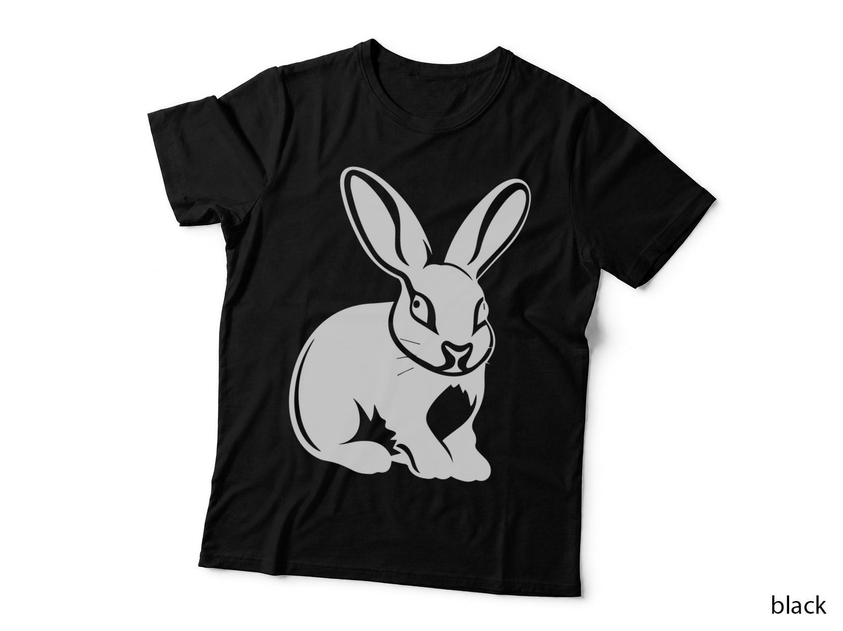 Black Rabbit Silhouette Easter T-Shirt, Easter Graphic Tee, Cute Easter Shirt