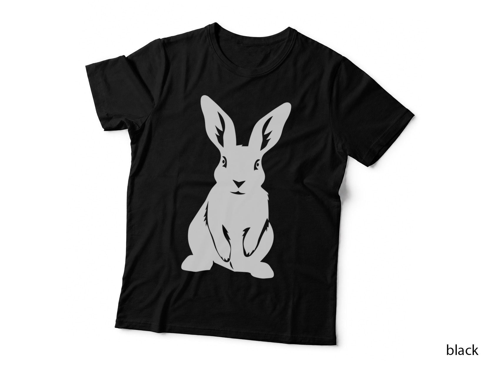 Black Rabbit Silhouette Easter T-Shirt, Easter Graphic Tee, Easter Lover Shirt