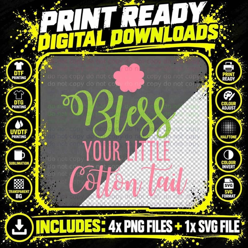 Bless Your Little Cotton Tail T-Shirt Png SVG Digital Bundle