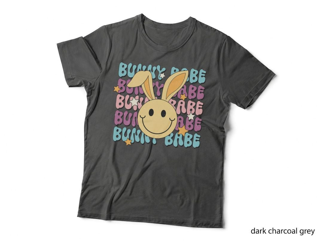 Bunny Babe Easter T-Shirt, Smiling Bunny with Stars Graphic Tee