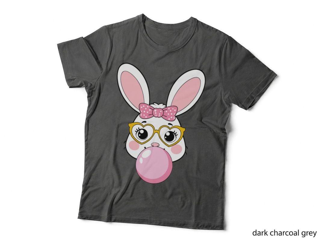 Bunny Blowing Bubblegum with Glasses Easter T-Shirt, Easter Graphic Tee