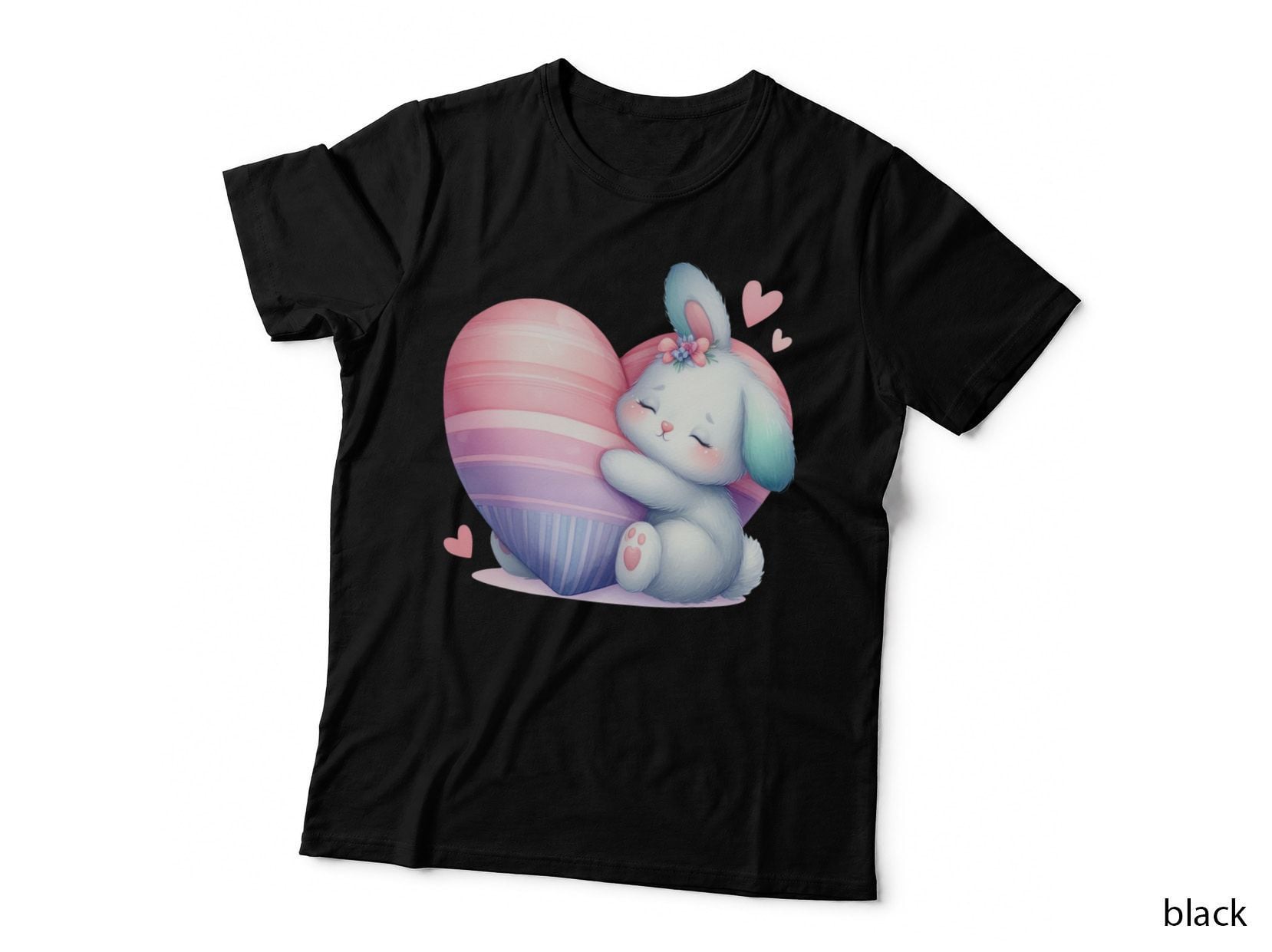 Bunny Cupcake White Fluffy Pink Hearts Cute T-Shirt