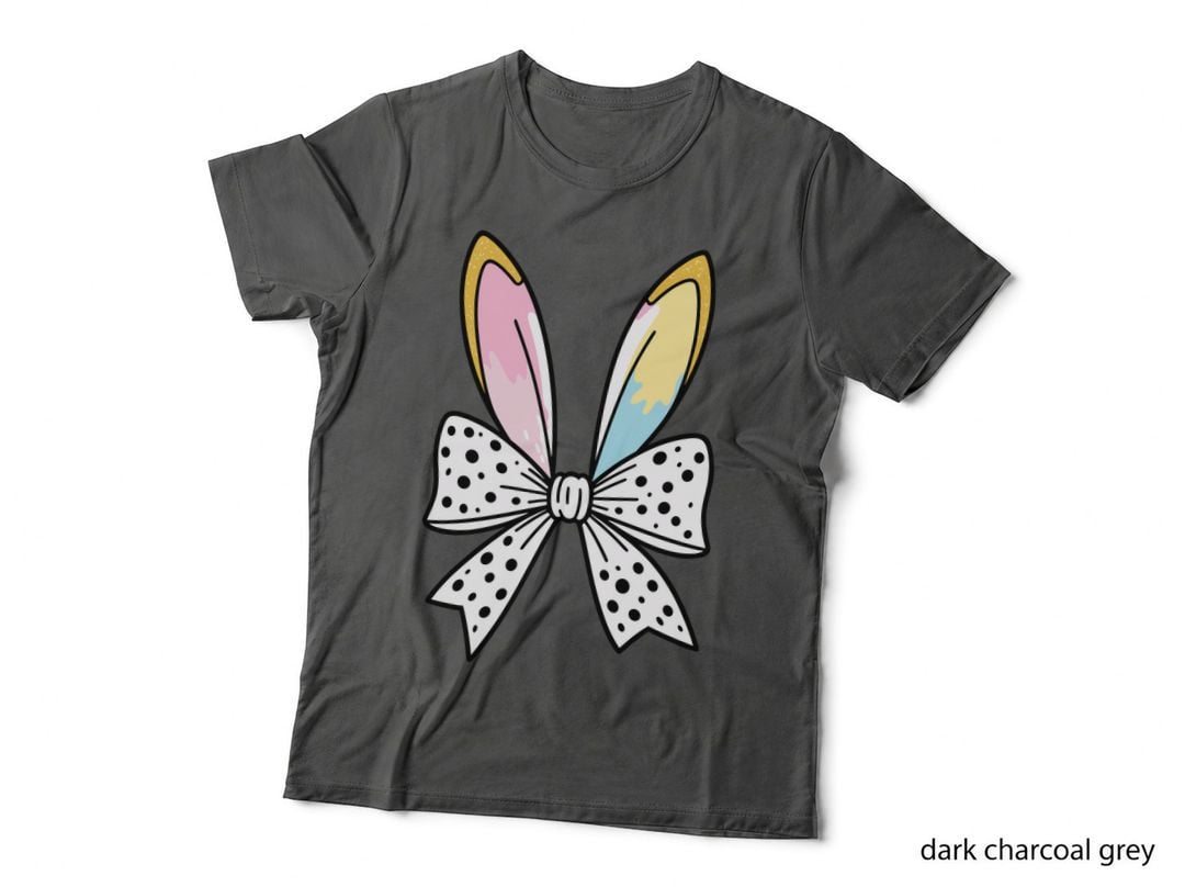 Bunny Ears with Polka Dot Bow Easter T-Shirt, Easter Graphic Tee