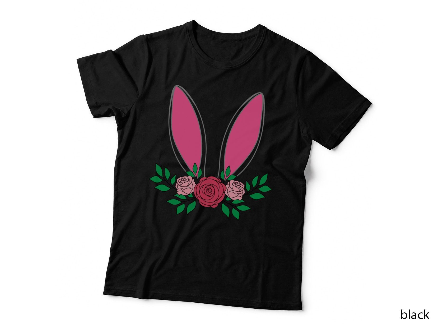 Bunny Ears with Roses Easter T-Shirt, Easter Graphic Tee, Cute Easter Shirt