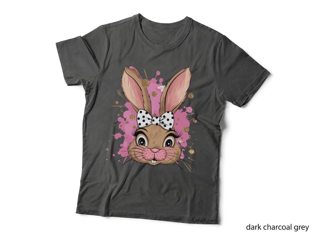 Bunny Face with Bow Easter T-Shirt, Easter Graphic Tee, Easter Lover Shirt