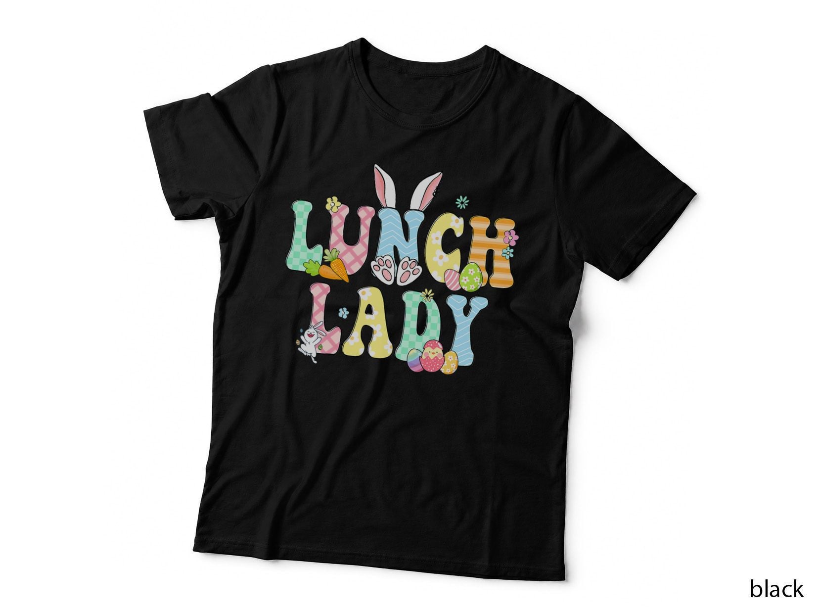 Bunny Lunch Lady Funny Egg Easter Day Floral T-Shirt