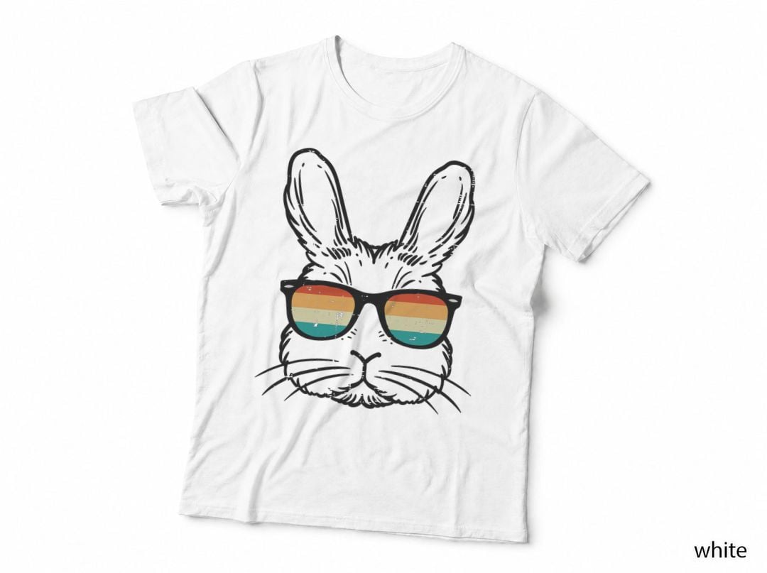 Bunny Rabbit Face Sunglasses Retro Dad Men Boys Kids Youth T-Shirt