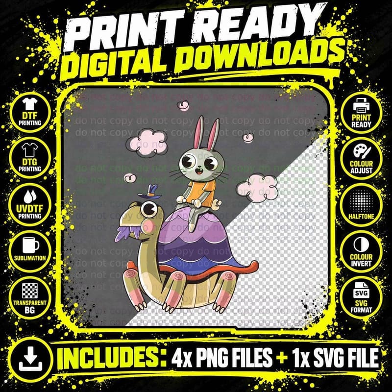 Bunny Rabbit with Bird Shell T-Shirt Png SVG Digital Bundle