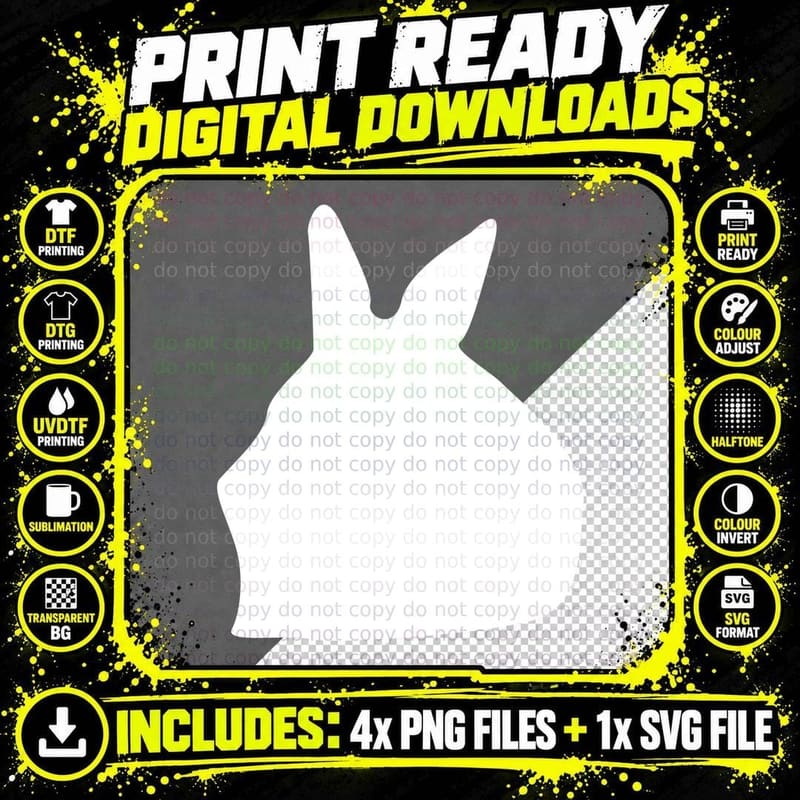 Bunny Silhouette Easter T-Shirt, Easter Graphic Tee Png SVG Digital Bundle