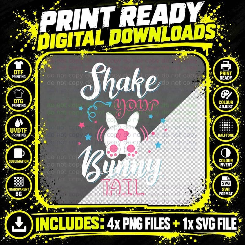 Bunny Tail T-Shirt, Easter Bunny Print, Pet Lover Apparel Png SVG Digital Bundle