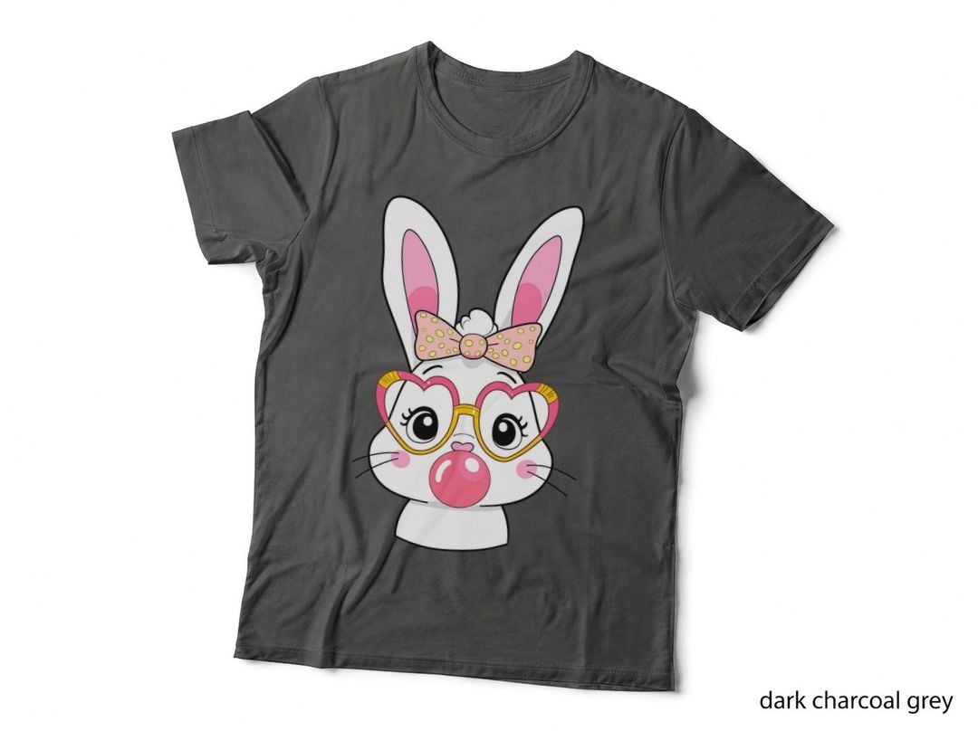 Bunny Wearing Glasses and Bubblegum Easter T-Shirt, Easter Graphic Tee