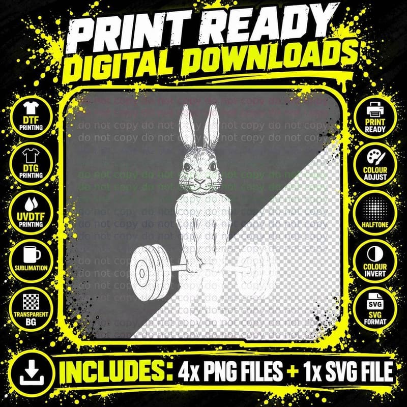 Bunny Workout Easter Deadlift Fitness Workout Gym Lover Png SVG Digital Bundle