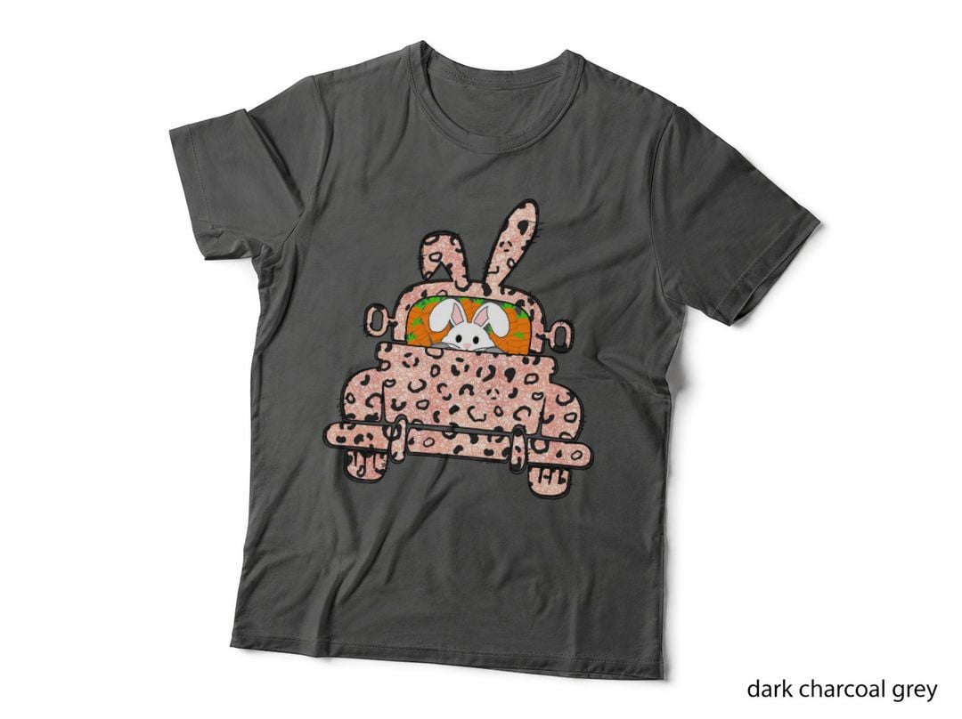 Bunny in Leopard Car Easter T-Shirt, Easter Graphic Tee, Easter Design Shirt