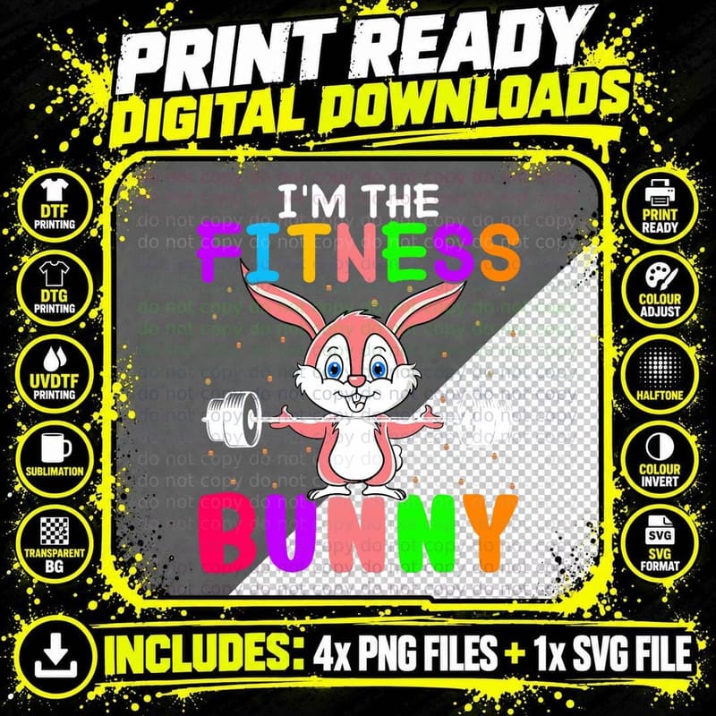 Buns of Steel Fitness Rabbit Bunny Lover Gym Workout Png SVG Digital Bundle