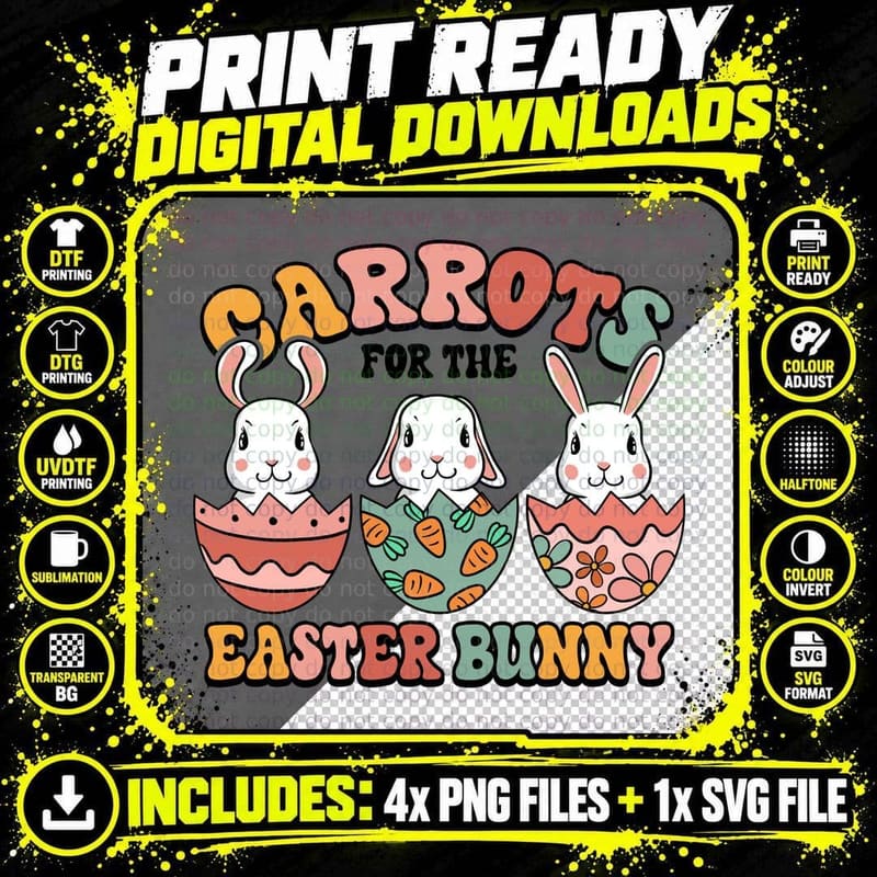 Carrots for the Easter Bunny Easter T-Shirt Png SVG Digital Bundle