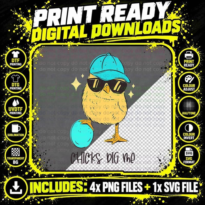 Chicks Dig Me, Teen Toddler Boy Easter Kids Men Funny Png SVG Digital Bundle
