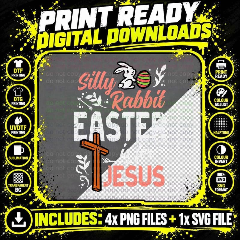 Christian Silly Rabbit Easter for Jesus Men Boys Teen Png SVG Digital Bundle