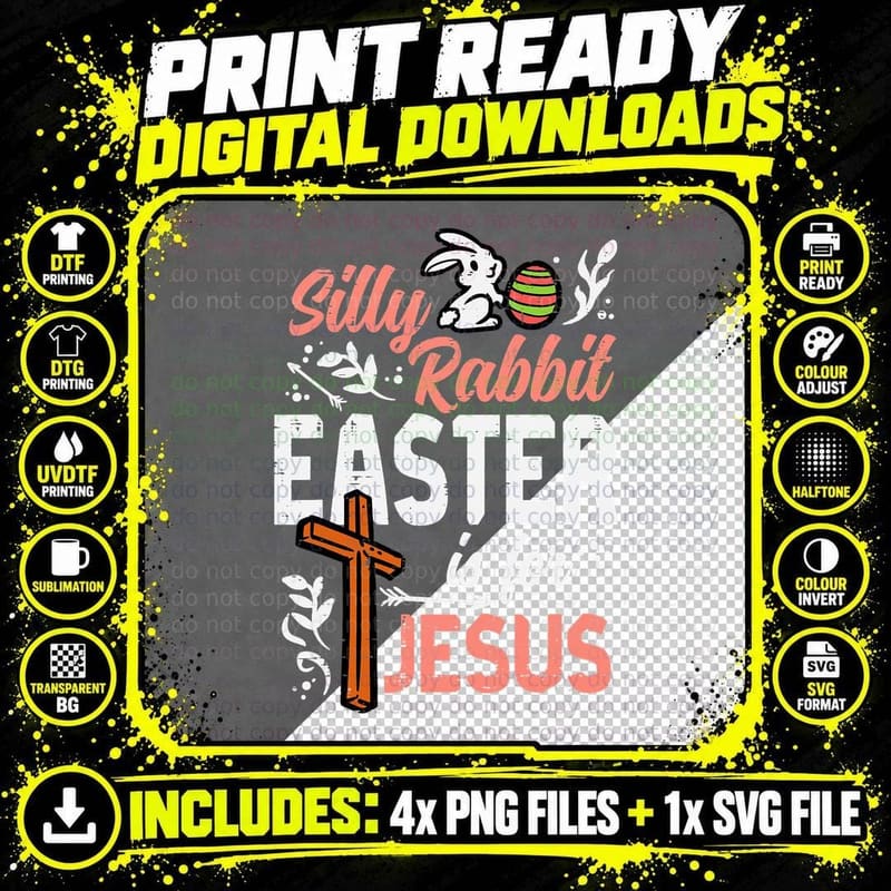 Christian Silly Rabbit Easter for Jesus Men Boys Teen Png SVG Digital Bundle
