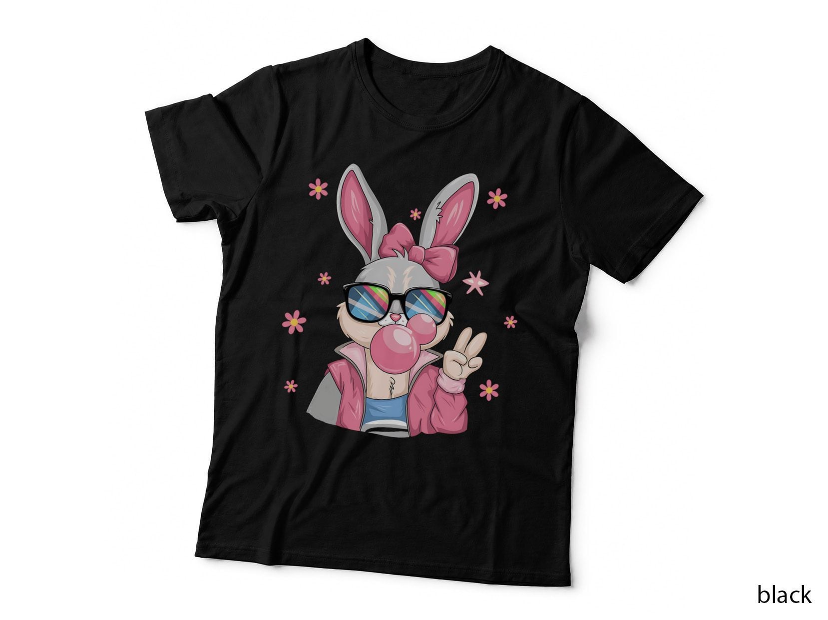 Cool Bunny Blowing Bubblegum Easter T-Shirt, Easter Graphic Tee