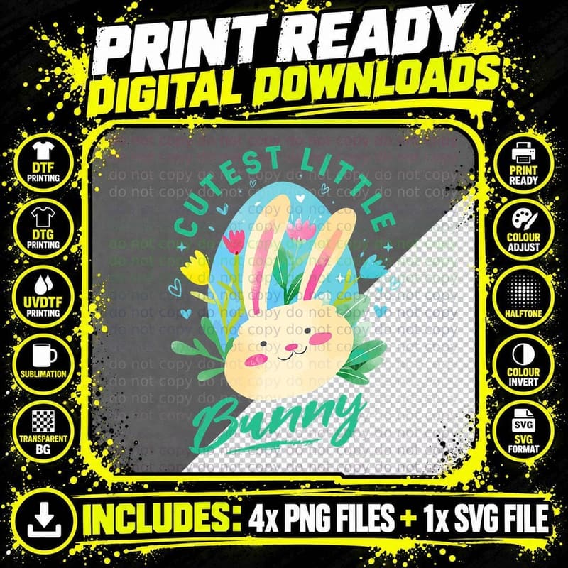 Cute Bunny Celebrate Easter Holiday Graphic Quote T-Shirt Png SVG Digital Bundle
