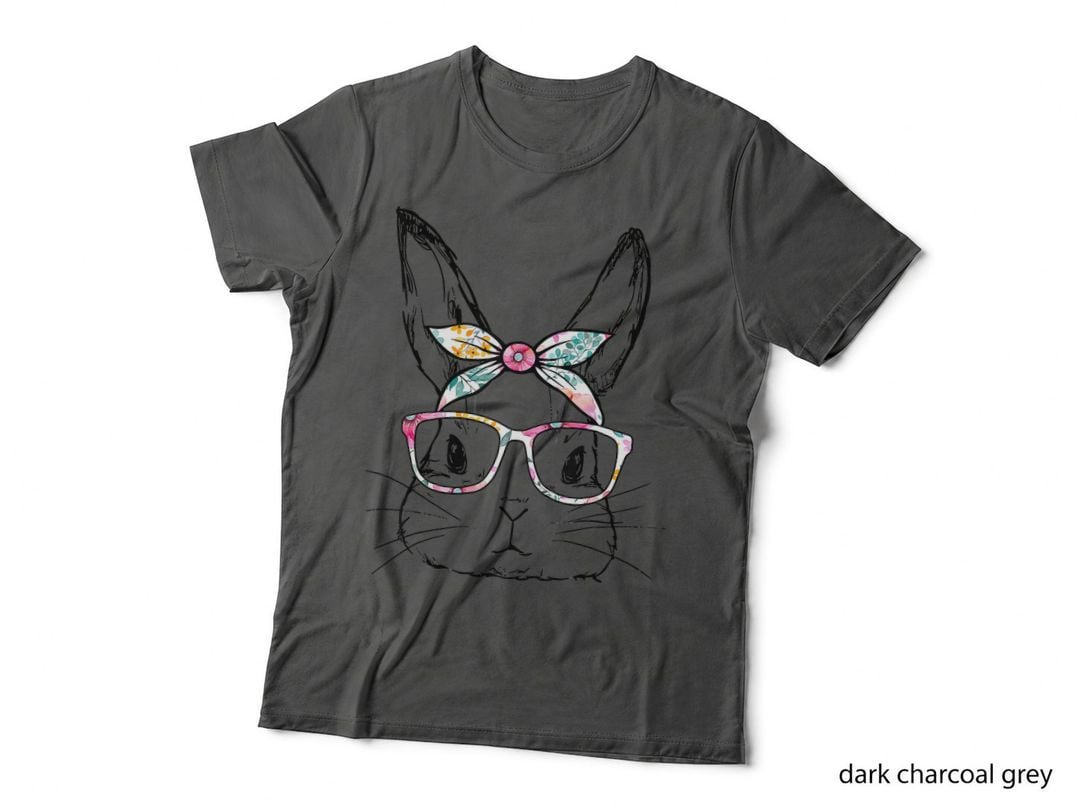 Cute Bunny Face Floral Glasses Headband Happy Easter Day T-Shirt