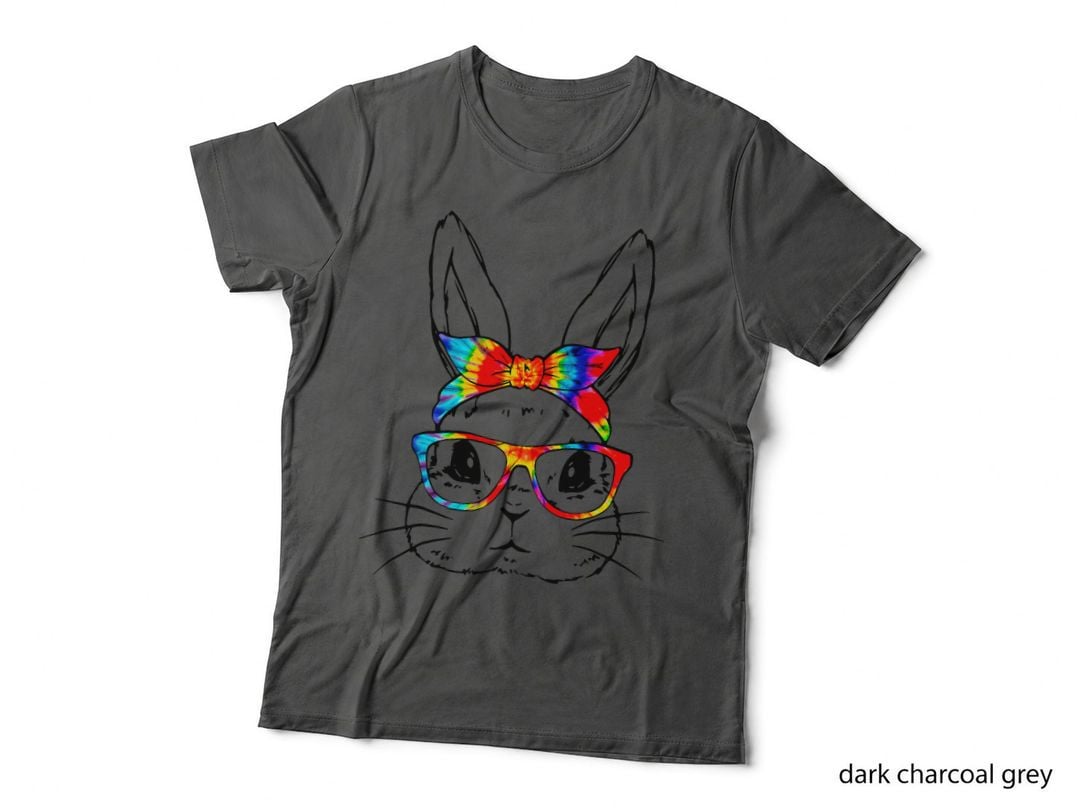 Cute Bunny Rabbit Face Tie Dye Glasses Girl Happy Easter Day, Egg Hunt T-Shirt