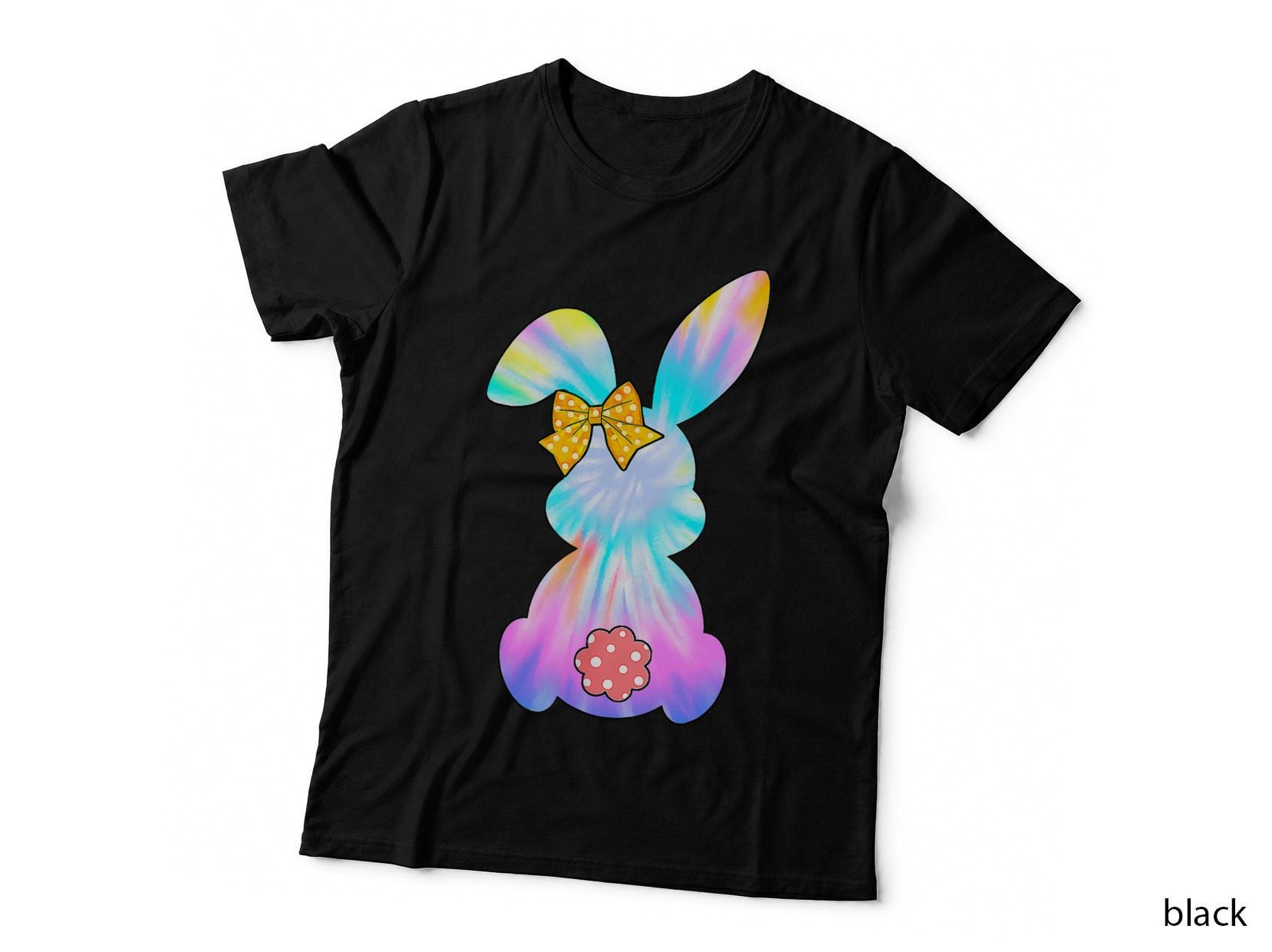 Cute Bunny Rabbit Tie Dye Bow Tie Easter Day Girls T-Shirt
