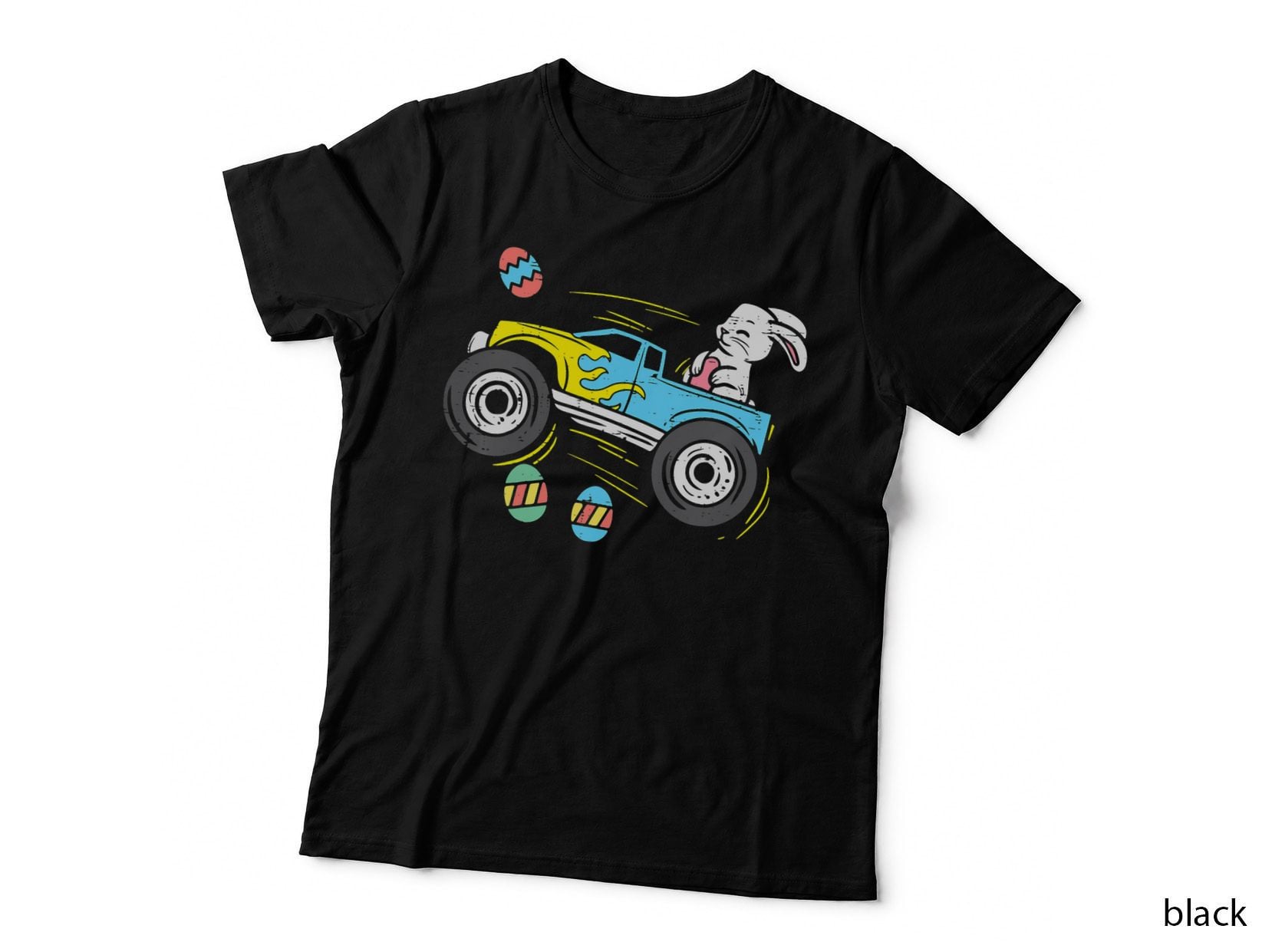 Cute Easter Bunny Riding Monster Truck Boys Kids Toddler T-Shirt