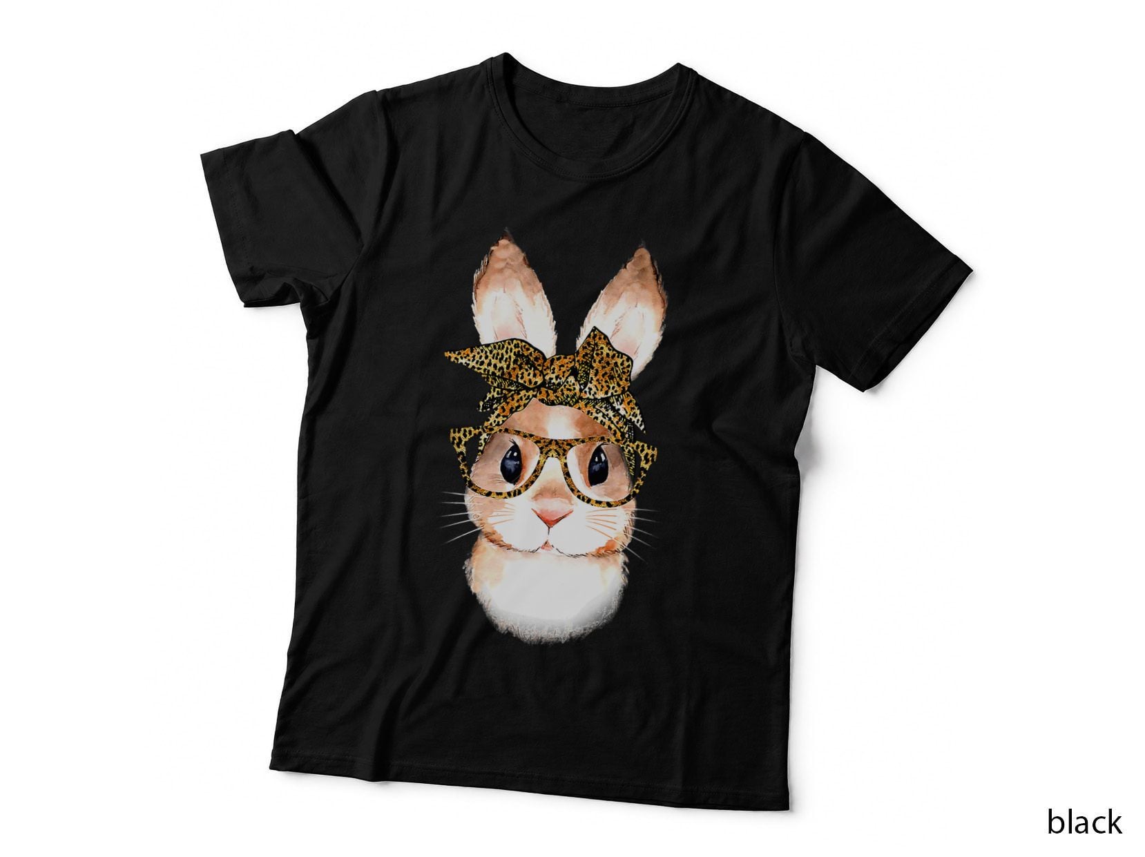 Cute Nerd Easter Bunny Mom Leopard Bandana Rabbit Easter T-Shirt