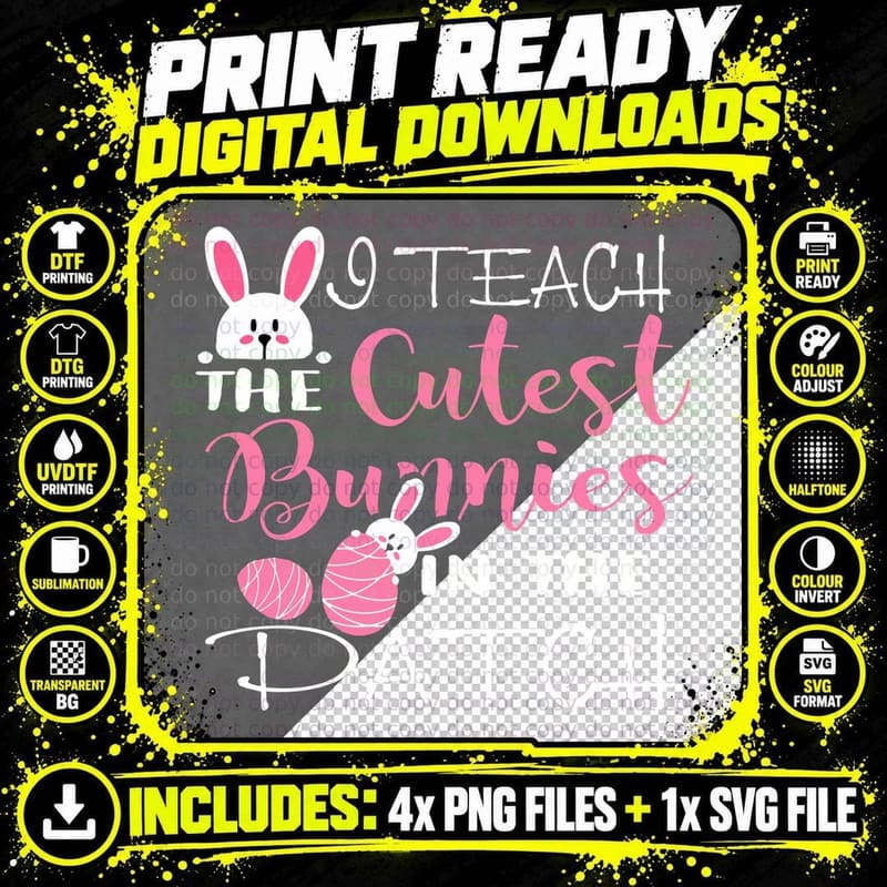 Cutest Bunnies T-Shirt, Easter Bunny Print Png SVG Digital Bundle