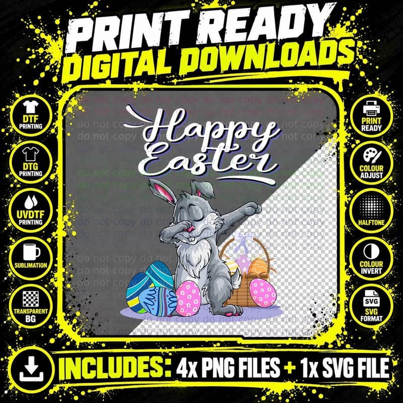 Dabbing Rabbit Easter Day Eggs Dab Boys Girls Kid Bunny Png SVG Digital Bundle