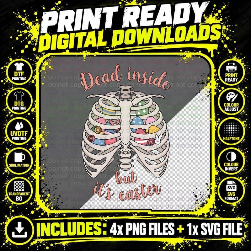 Dead Inside but It's Easter T-Shirt Png SVG Digital Bundle