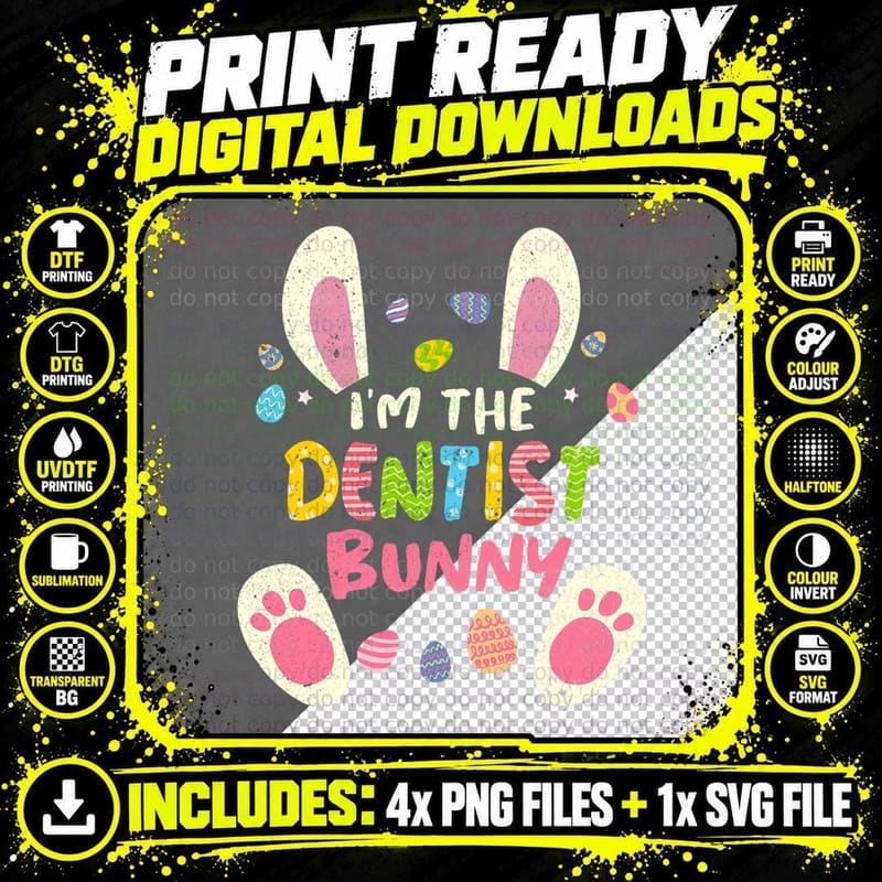 Dentist Easter Bunny T-Shirt, Easter Party Costume Png SVG Digital Bundle