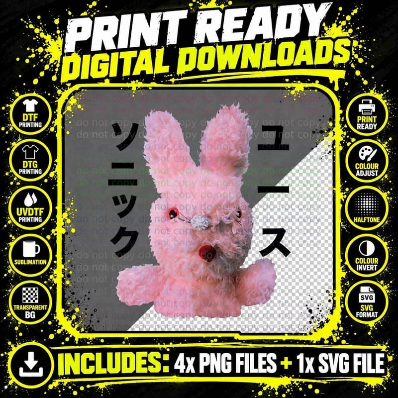 Dirty Bunny Japanese T-Shirt Png SVG Digital Bundle