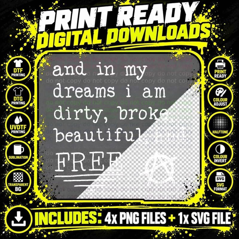 Dirty, Broke, Beautiful, and Free - Pat the Bunny Lyric Png SVG Digital Bundle
