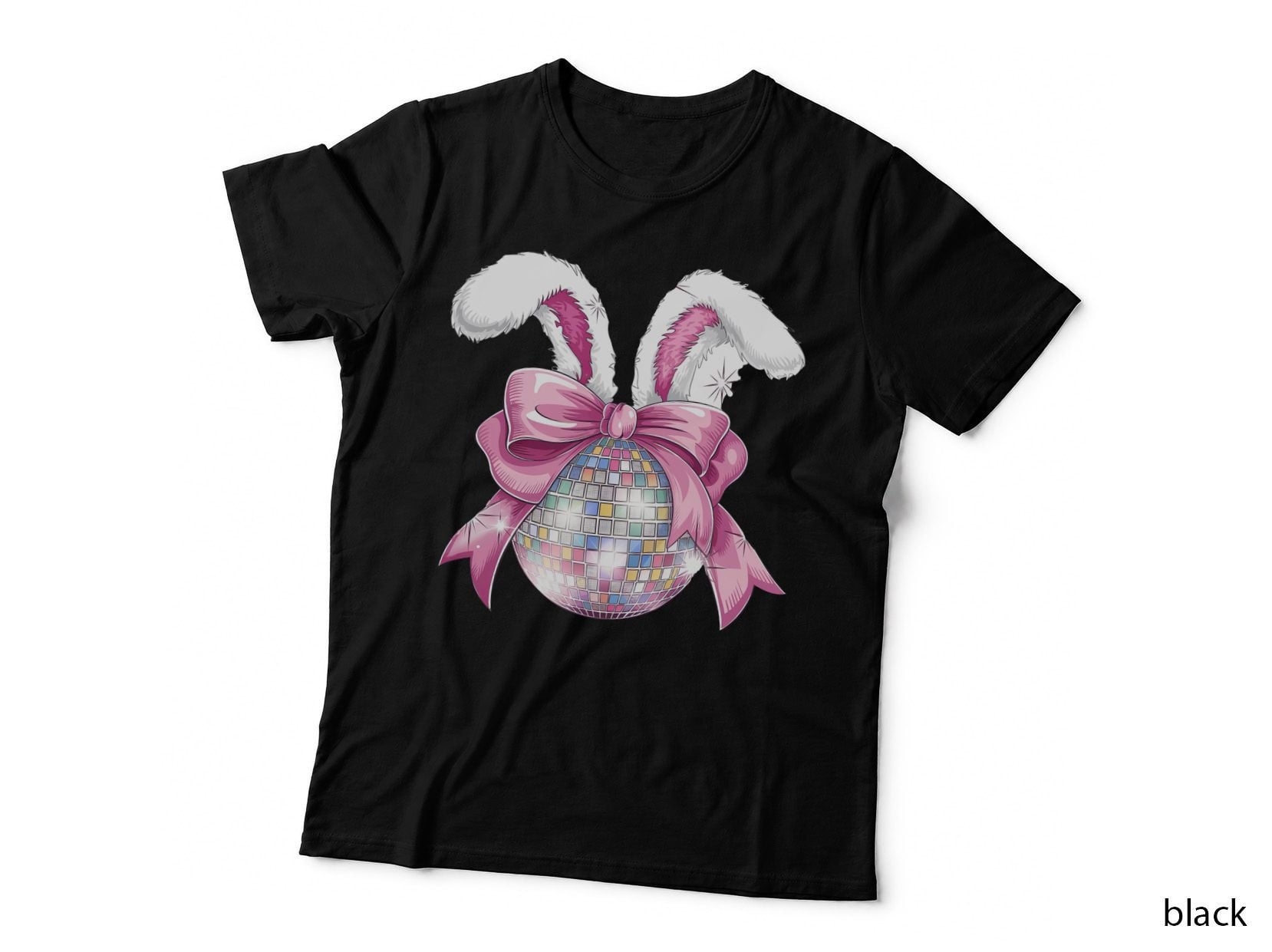 Disco Bunny Ears with Bow Easter T-Shirt, Easter Graphic Tee