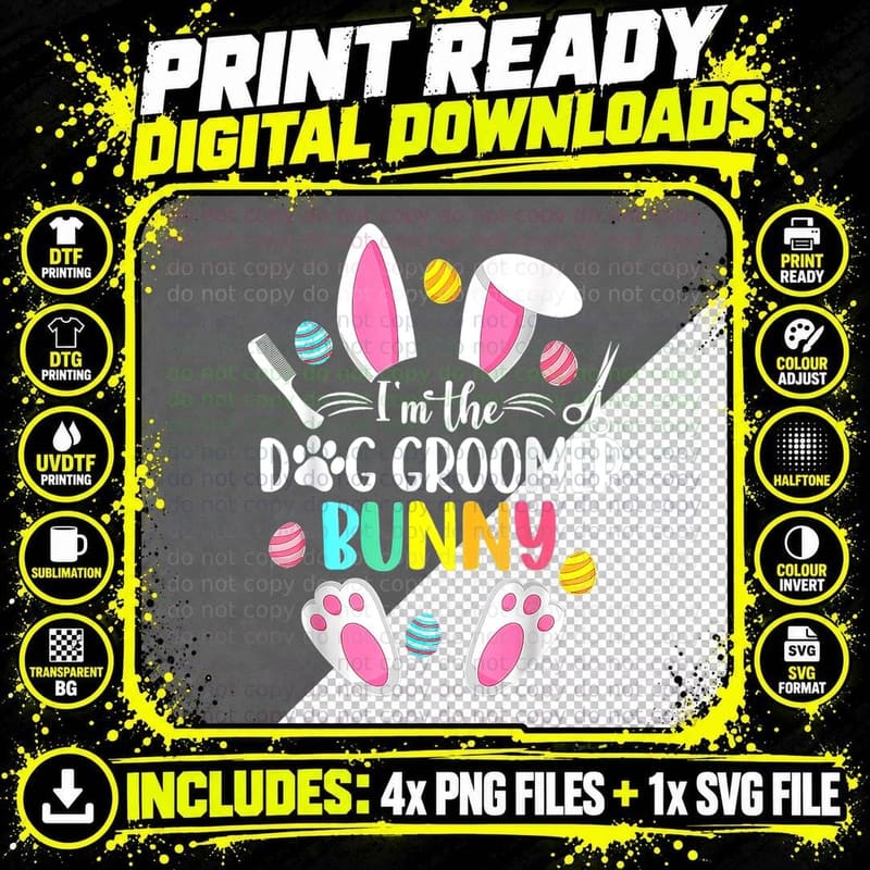 Dog Groomer Funny Dog Grooming Quote Happy Easter Day Png SVG Digital Bundle