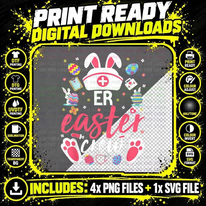 ER Easter Nurse Crew Easter Day Emergency Room Nurses Png SVG Digital Bundle