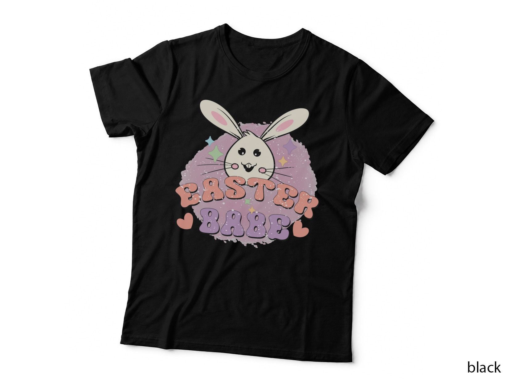 Easter Babe Easter T-Shirt, Easter Bunny with Stars and Hearts Graphic Tee