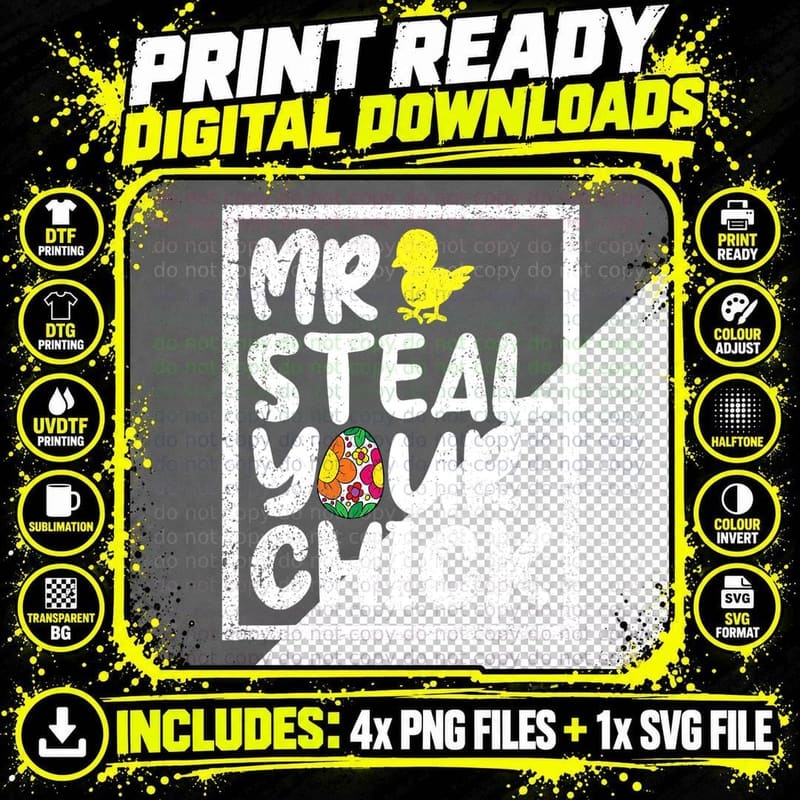 Easter Boys Toddlers Mr Steal Your Chick Funny Spring Png SVG Digital Bundle