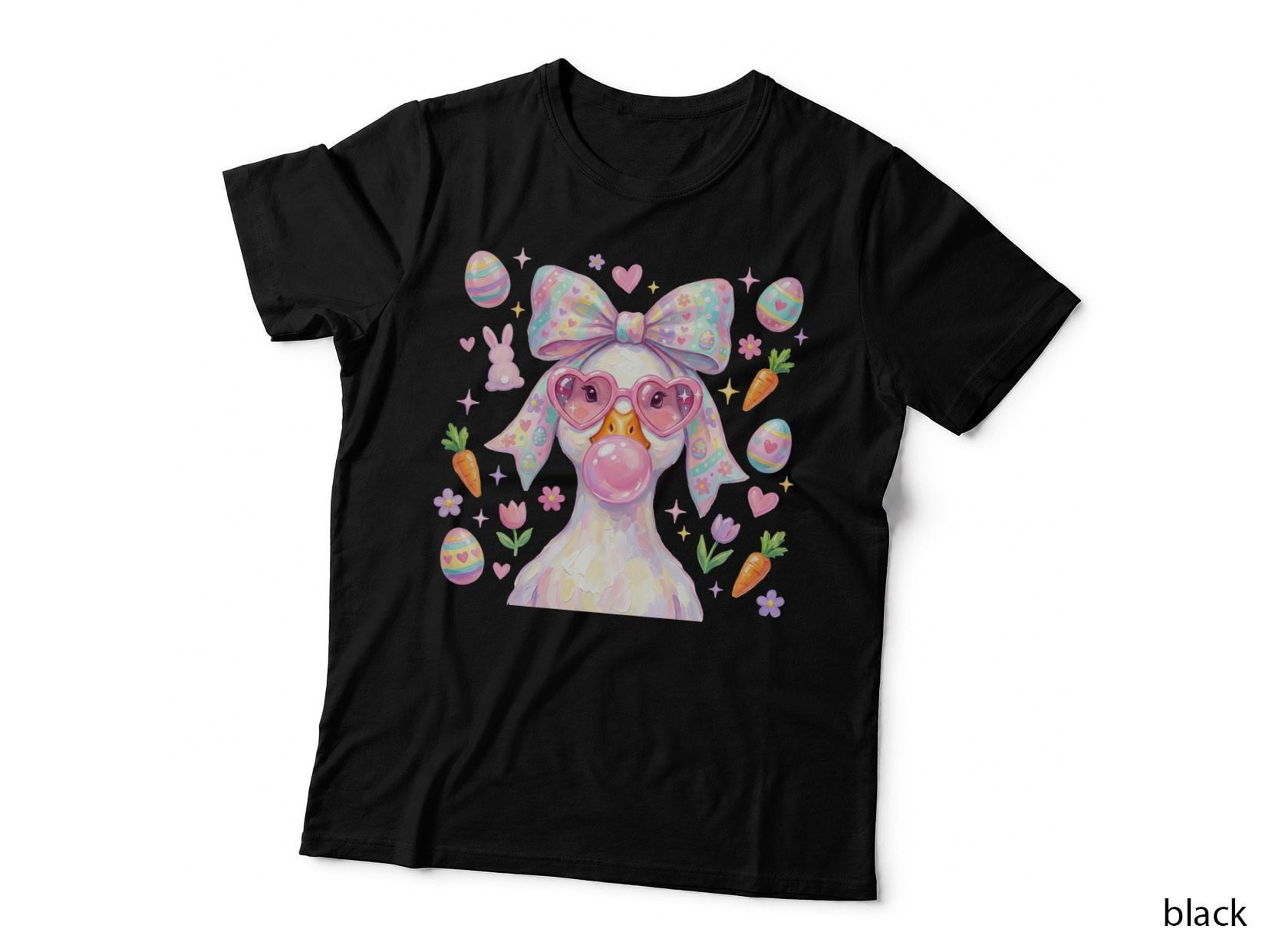 Easter Bunny Blowing Bubblegum Funny Goose Design T-Shirt