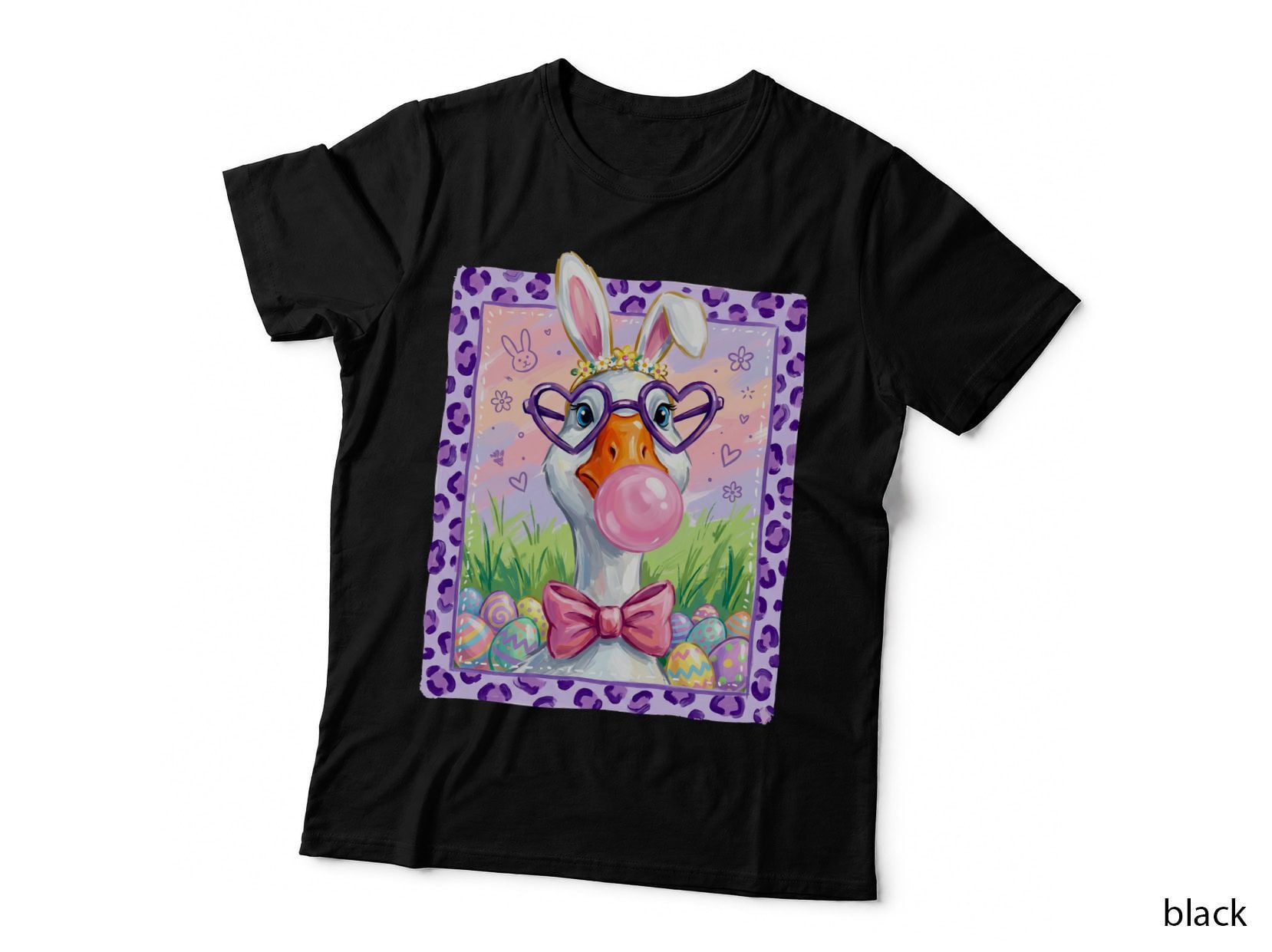 Easter Bunny Blowing Bubblegum Funny Goose T-Shirt, Funny Goose Graphic Tee