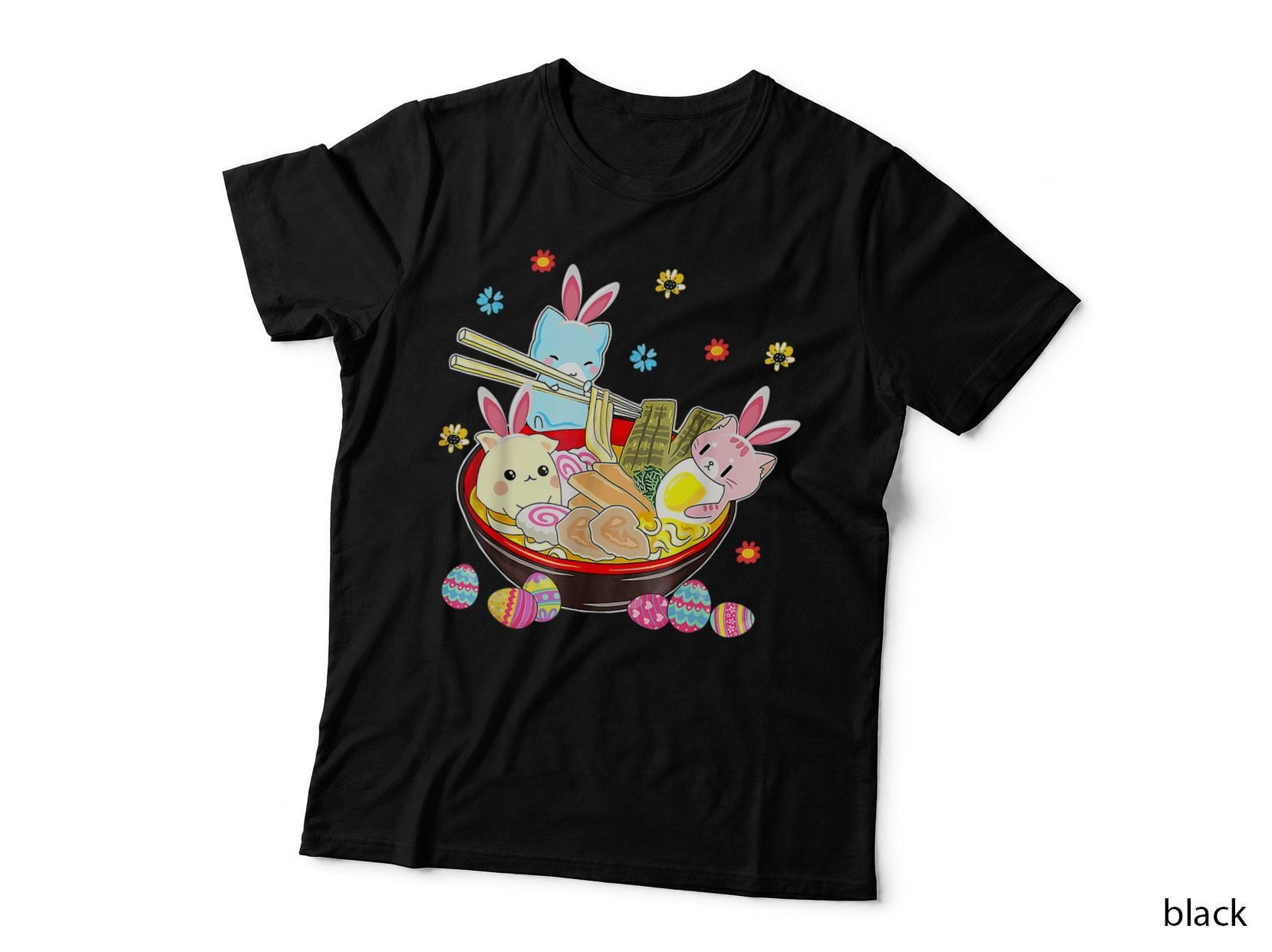 Easter Bunny Eating Ramen T-Shirt, Kawaii Anime Style, Easter Day Apparel