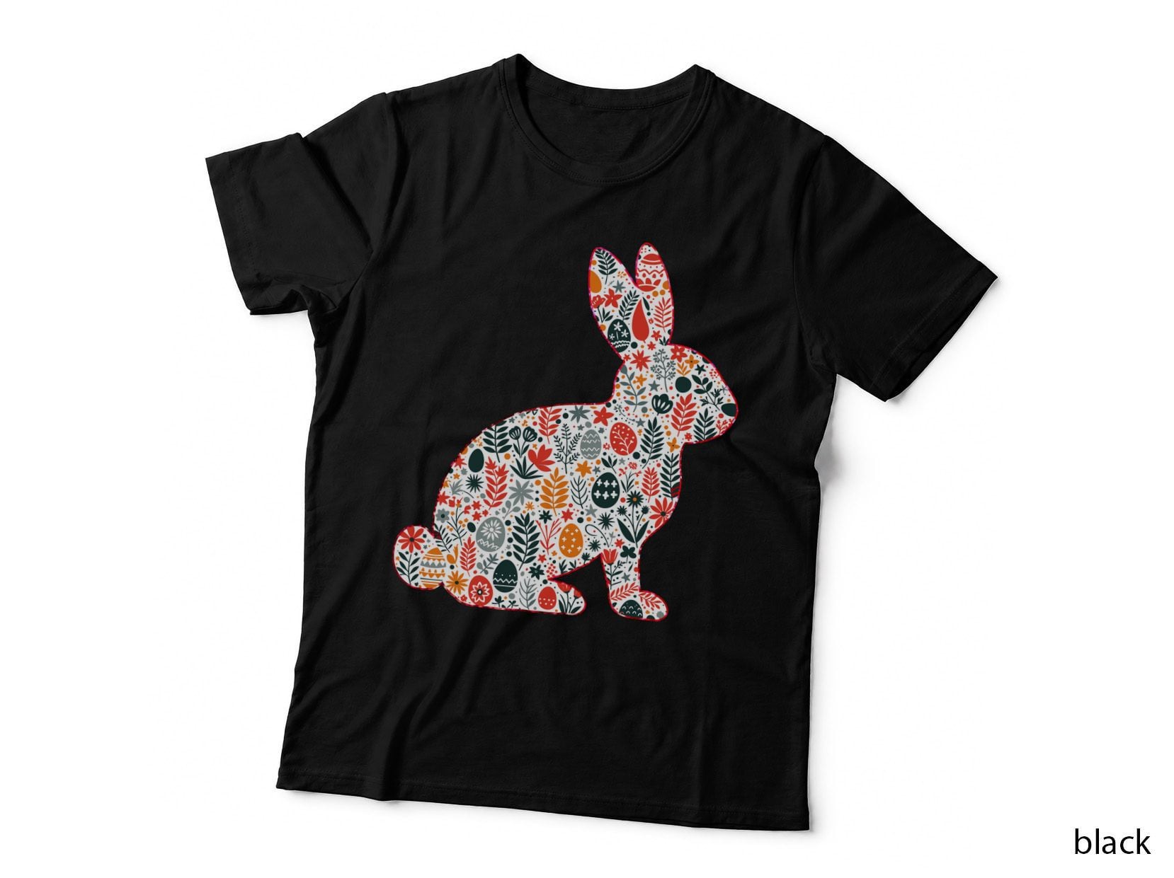 Easter Bunny Floral Pattern Easter T-Shirt, Easter Graphic Tee
