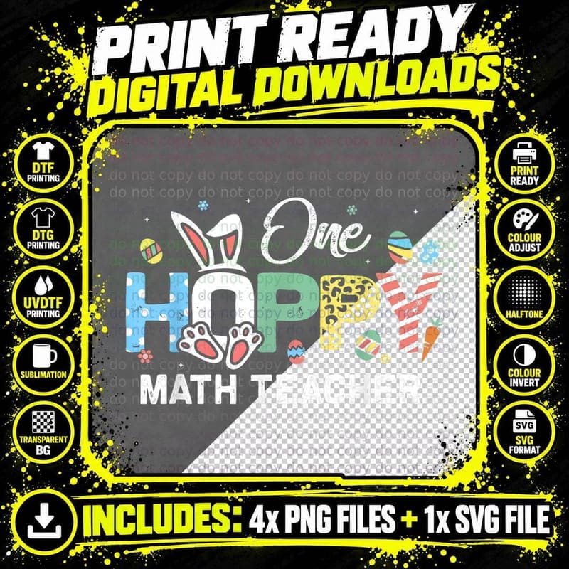 Easter Bunny Math Teacher T-Shirt, Easter Theme Png SVG Digital Bundle