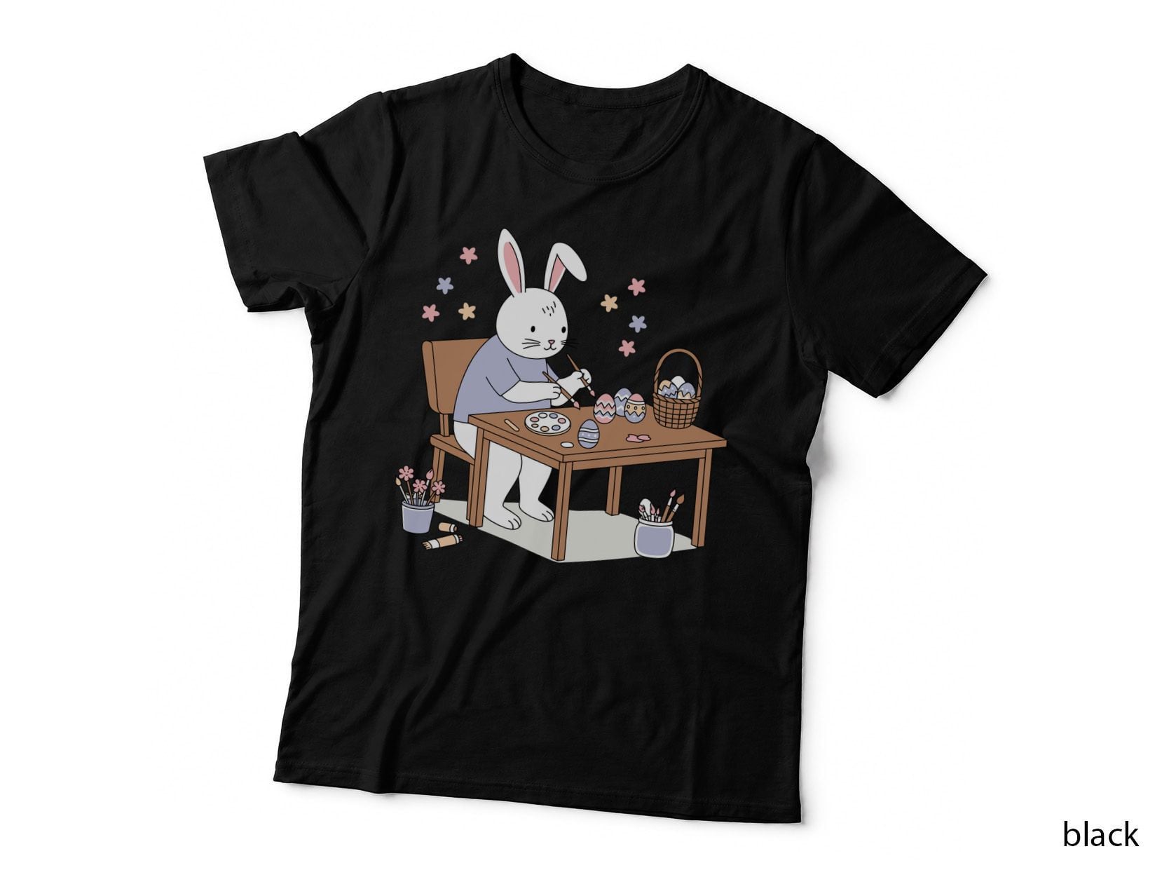 Easter Bunny Painting Eggs Easter T-Shirt, Easter Graphic Tee, Easter Gift Shirt