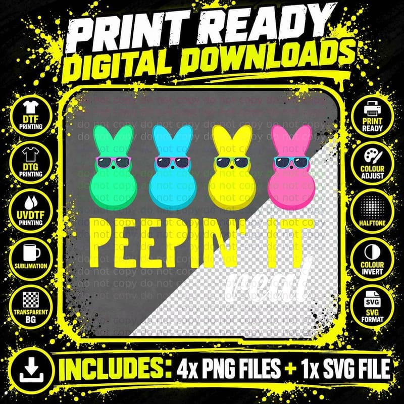 Easter Bunny Peepin' T-Shirt, Happy Easter Egg Hunt Png SVG Digital Bundle