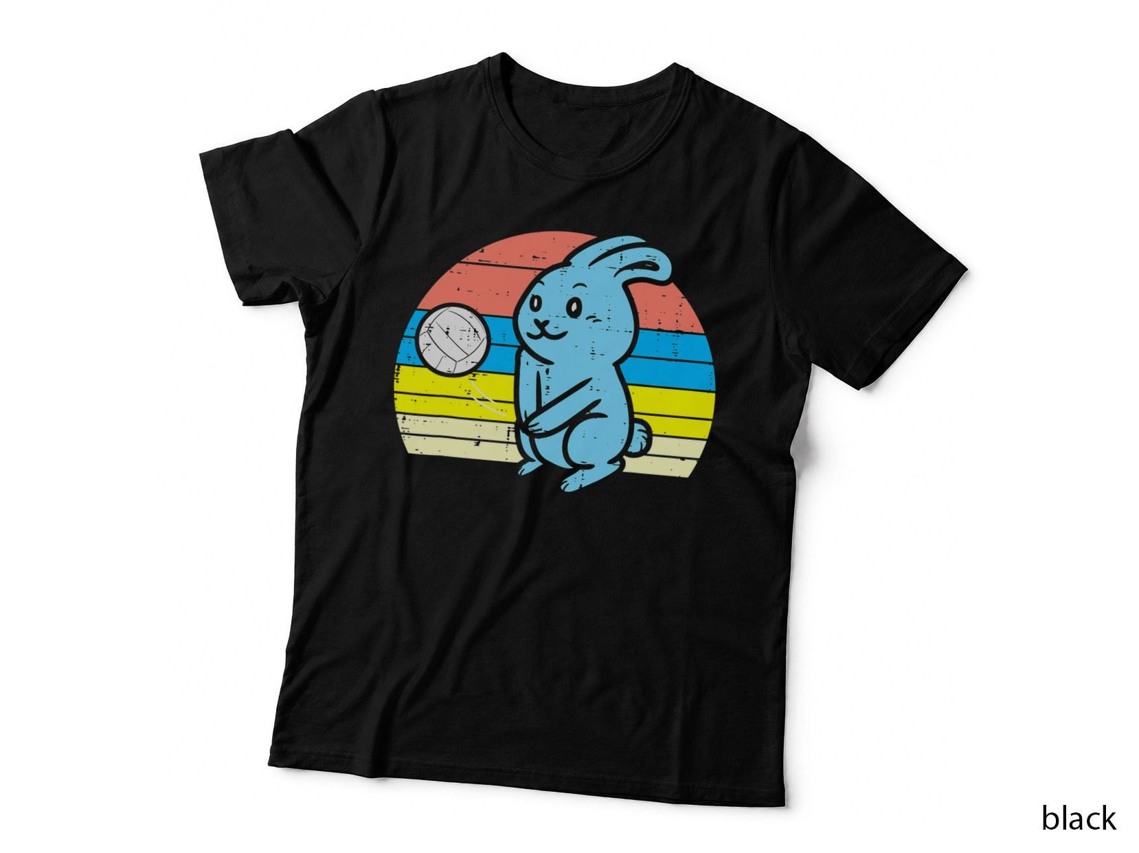 Easter Bunny Playing Volleyball Retro Sports Men Women Kids T-Shirt