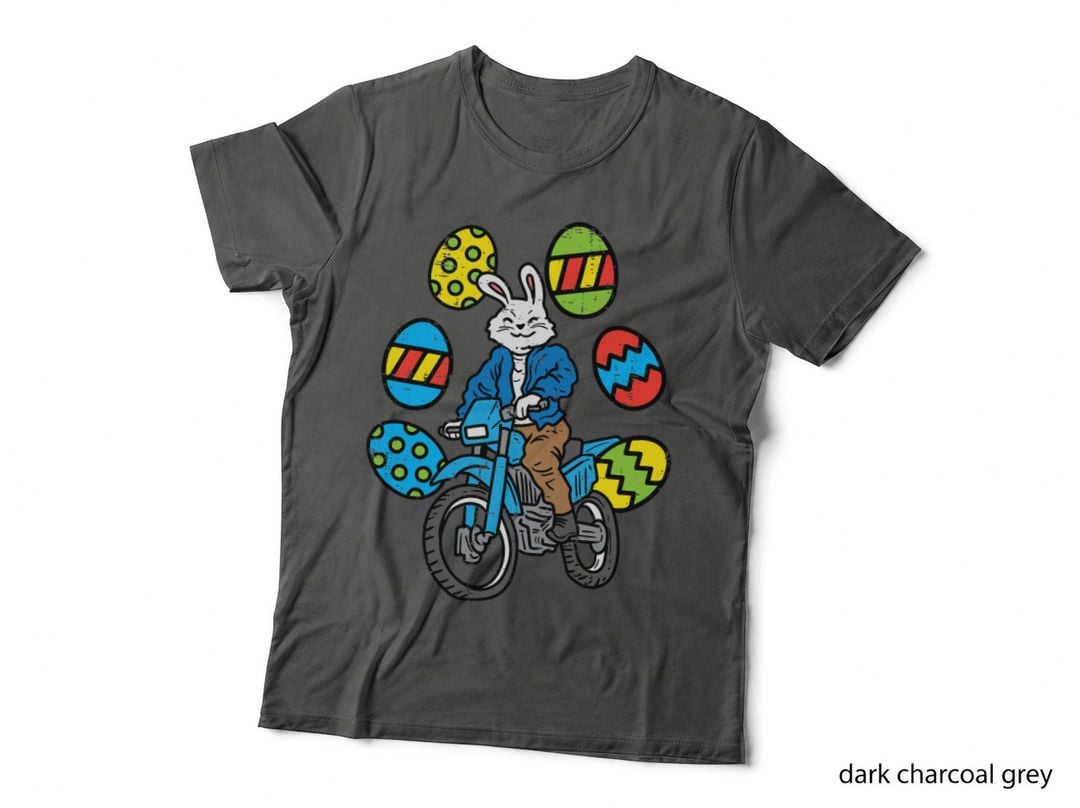 Easter Bunny Riding Dirt Bike Motocross Biker Men Women Kids T-Shirt
