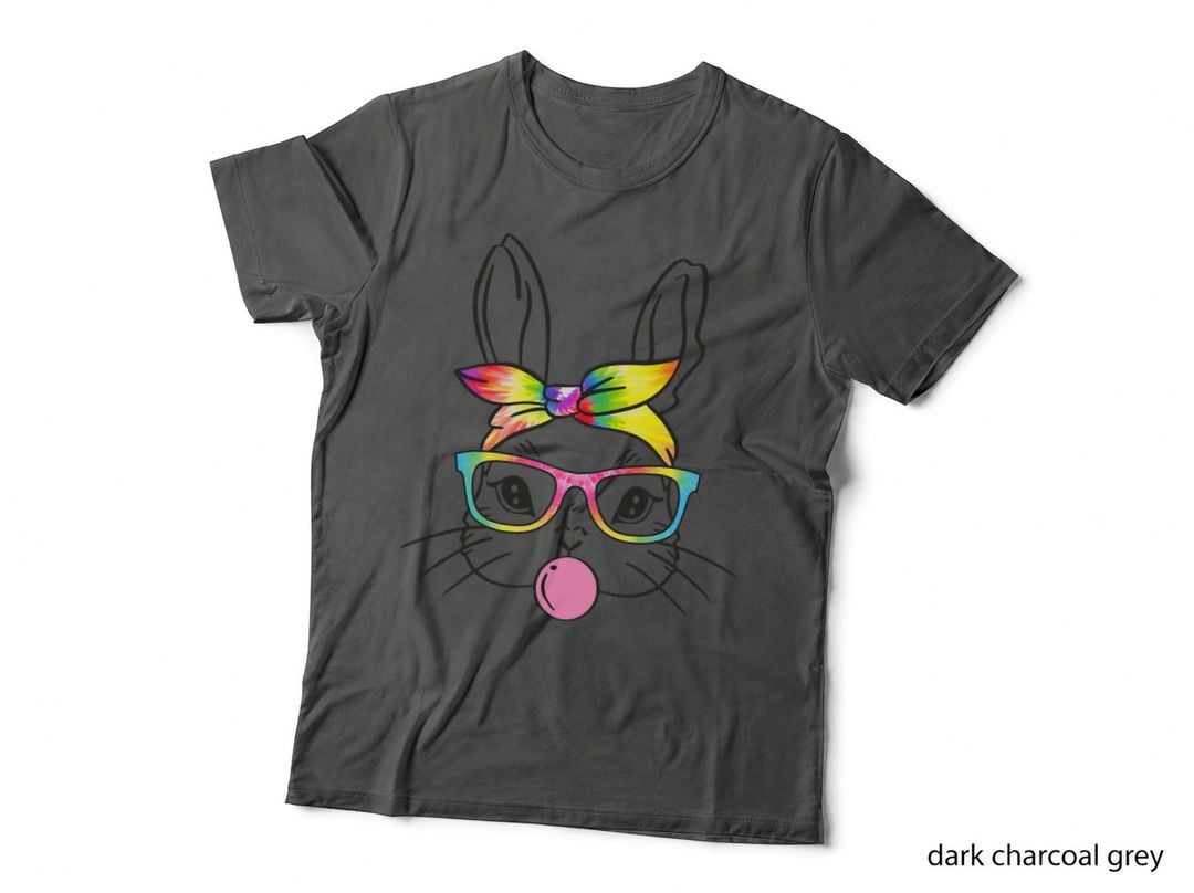 Easter Bunny Tie Dye Bandana Glasses Mama Kids Easter Girls T-Shirt